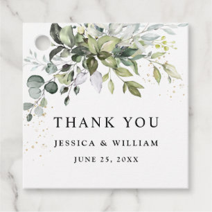 Elegant Eucalyptus Watercolor Greenery Wedding Favor Tags