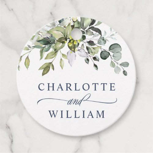 Elegant Eucalyptus Watercolor Greenery Wedding Favor Tags