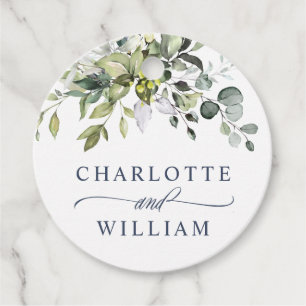 Elegant Eucalyptus Watercolor Greenery Wedding Favor Tags
