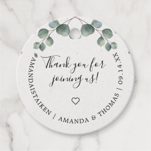 Elegant Eucalyptus Watercolor Monogram Favor Tags