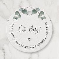 Elegant Eucalyptus Watercolor OH BABY SHOWER Favor Tags