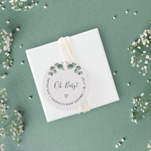 Elegant Eucalyptus Watercolor OH BABY SHOWER Favor Tags