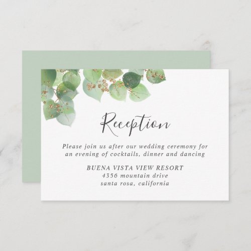 Elegant Eucalyptus Watercolor Reception Details Enclosure Card