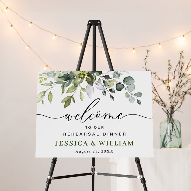 Elegant Eucalyptus Watercolor Rehearsal Dinner Foa Foam Board (Creator Uploaded)