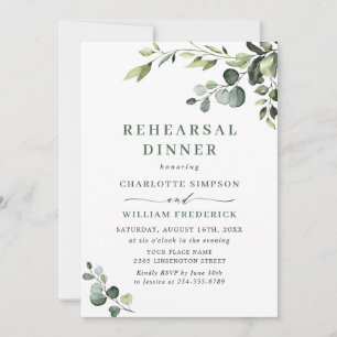 Elegant Eucalyptus Watercolor REHEARSAL DINNER Invitation