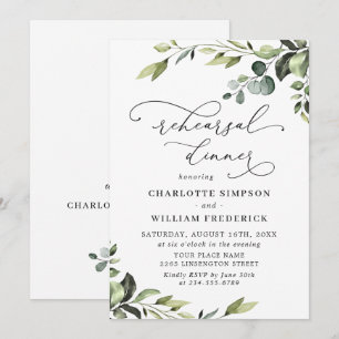 Elegant Eucalyptus Watercolor REHEARSAL DINNER Invitation