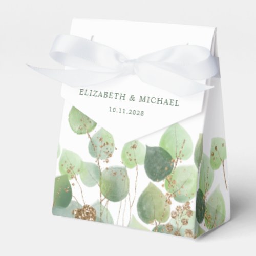 Elegant Eucalyptus Watercolor Wedding Favor Box