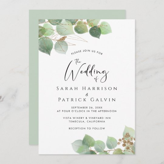 Elegant Eucalyptus Watercolor Wedding Invitation | Zazzle.com