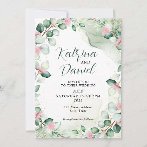 Elegant Eucalyptus Watercolor Wedding Invitation