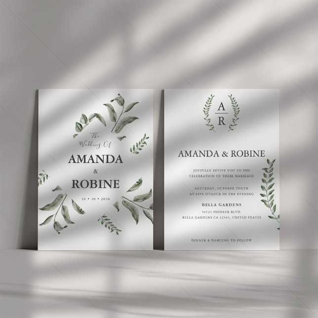 Elegant Eucalyptus Watercolor Wedding Invitation (Creator Uploaded)