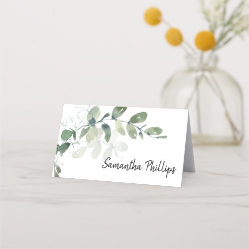 Elegant Eucalyptus Watercolor Wedding Place Card