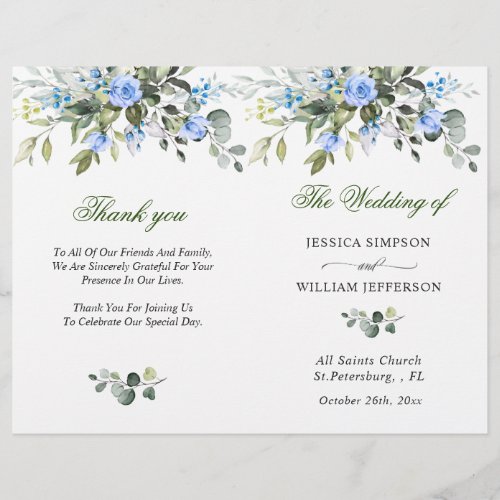 Elegant Eucalyptus Watercolor Wedding Program