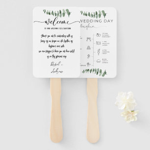 Elegant Eucalyptus Watercolor Wedding Program Hand Fan