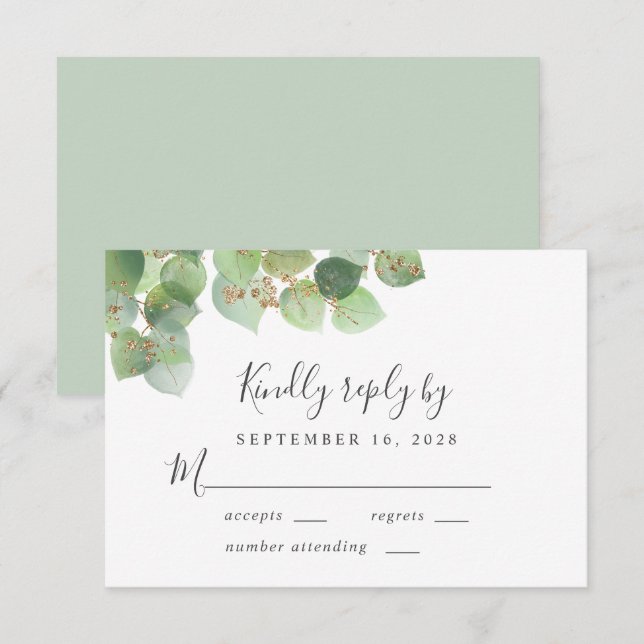Elegant Eucalyptus Watercolor Wedding RSVP Card (Front/Back)