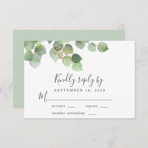 Elegant Eucalyptus Watercolor Wedding RSVP Card