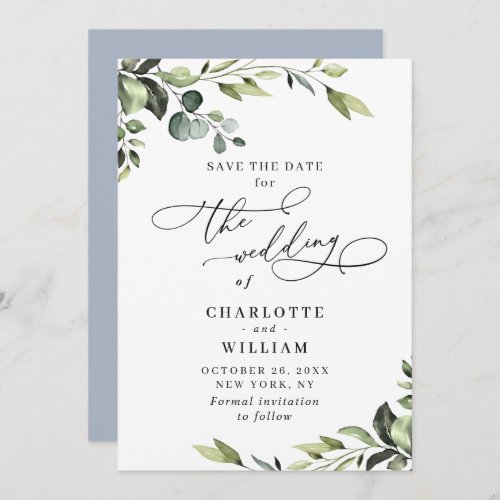 Elegant Eucalyptus Watercolor Wedding Save The Date