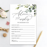 Elegant Eucalyptus Watercolor Wishes & Advice Card<br><div class="desc">Watercolor Eucalyptus Wishes & Advice Card.
Personalize with the bride to be's name and date of shower. 
For further customization,  please click the "customize further" link. If you need help,  contact me please.</div>