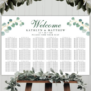 Elegant Eucalyptus Wedding 18 Table Seating Poster