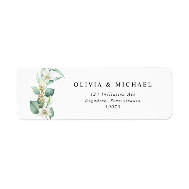 Elegant Eucalyptus Wedding Address Label (Front)