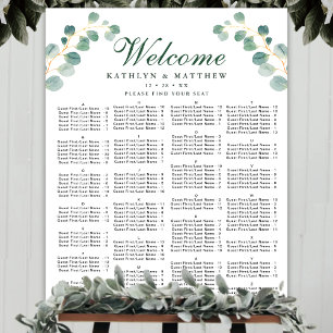 Elegant Eucalyptus Wedding Alphabetical Seating Poster