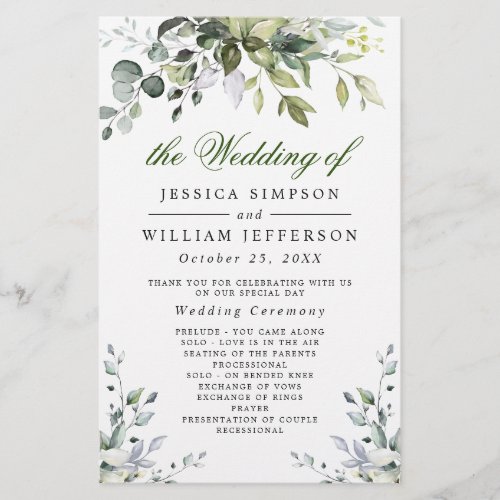 Elegant Eucalyptus Wedding Ceremony Program
