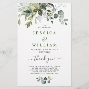 Elegant Eucalyptus Wedding Ceremony Program