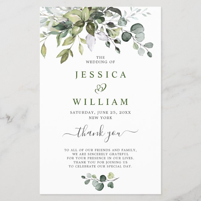 Elegant Eucalyptus Wedding Ceremony Program