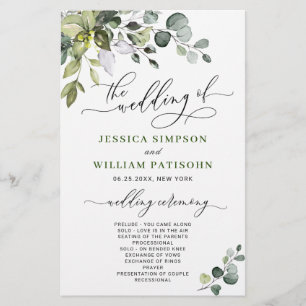 Elegant Eucalyptus Wedding Ceremony Program