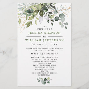 Elegant Eucalyptus Wedding Ceremony Program