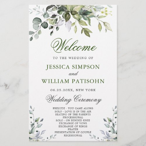 Elegant Eucalyptus Wedding Ceremony Program