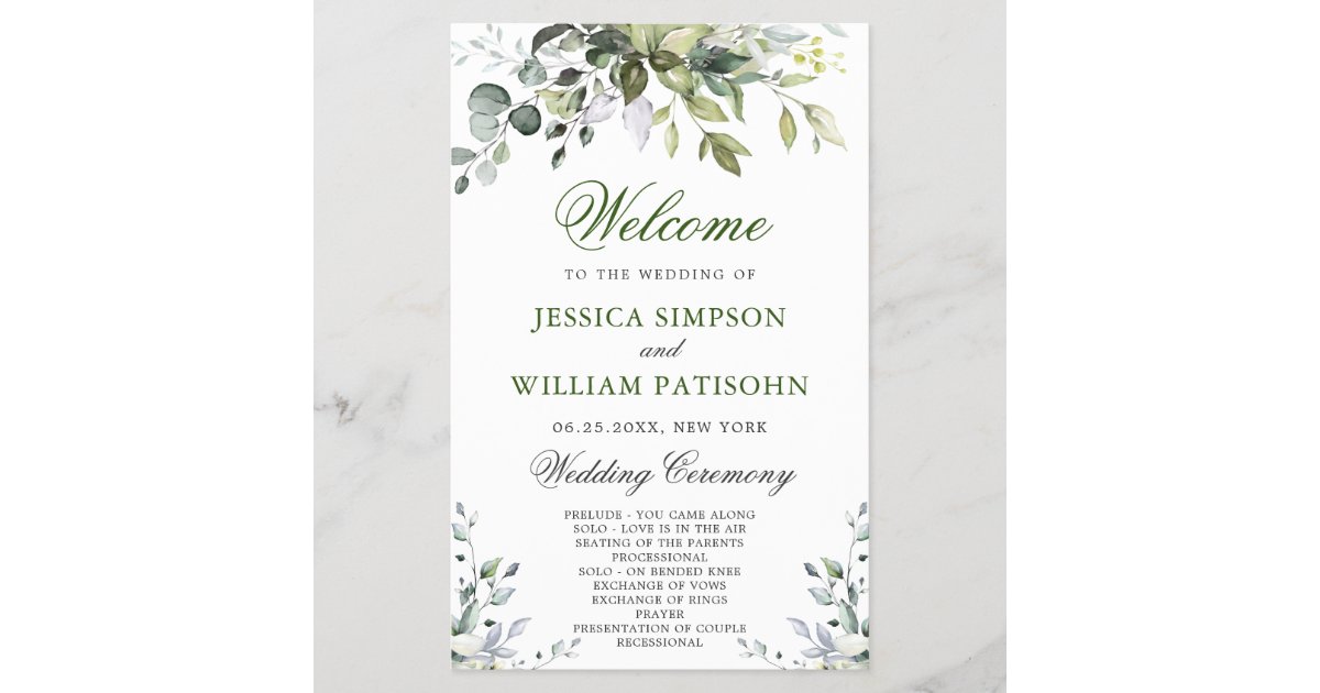 Elegant Eucalyptus Wedding Ceremony Program Zazzle.com Elegant Eucalyptus Wedding Ceremony Program Zazzle.com