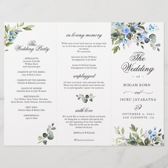 Elegant Eucalyptus Wedding Ceremony Program (Front)