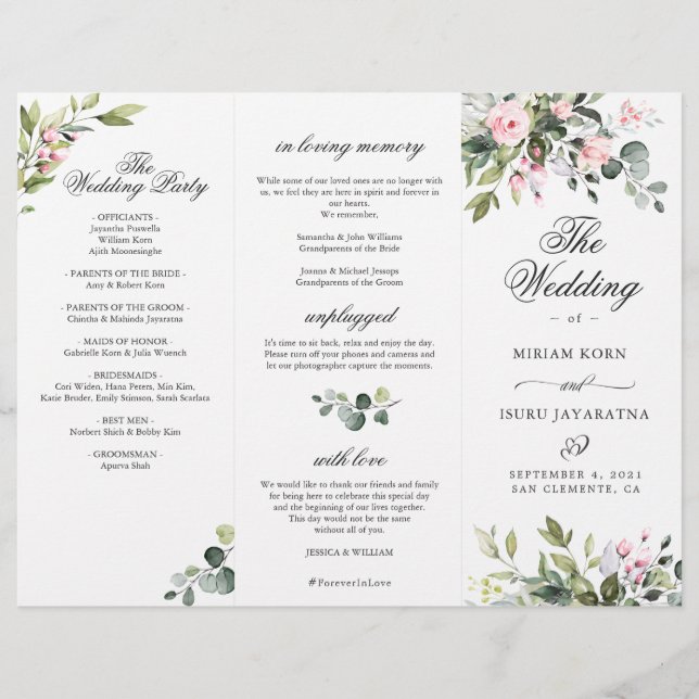 Elegant Eucalyptus Wedding Ceremony Program (Front)