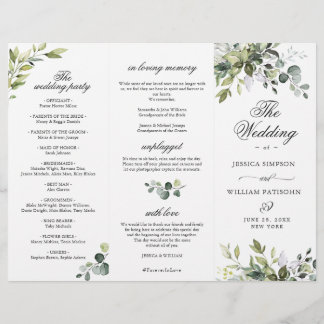 Elegant Eucalyptus Wedding Ceremony Program