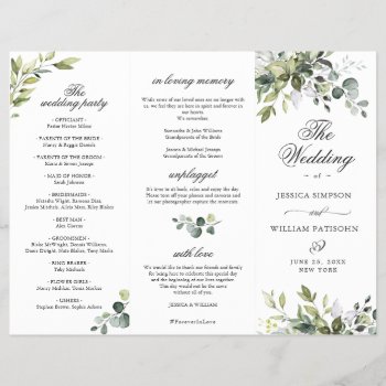 Elegant Eucalyptus Wedding Ceremony Program by Elle_Design at Zazzle