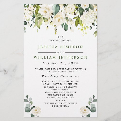 Elegant Eucalyptus Wedding Ceremony Program