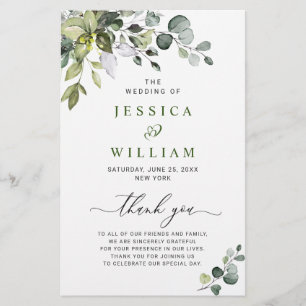 Elegant Eucalyptus Wedding Ceremony Program