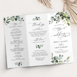 Elegant Eucalyptus Wedding Ceremony Program<br><div class="desc">Designed to coordinate with our Boho Greenery wedding collection,  this customizable Ceremony Program features watercolor eucalyptus branches with a classy serif font & elegant calligraphy text graphics. Matching items available.</div>