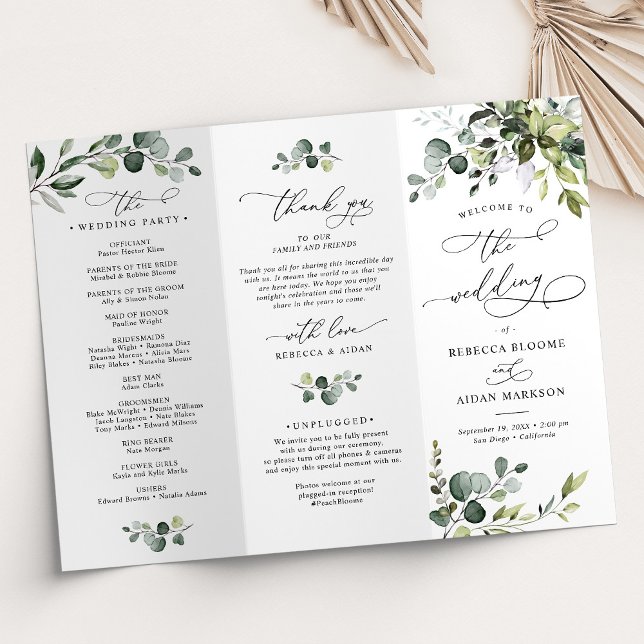 Elegant Eucalyptus Wedding Ceremony Program  (Creator Uploaded)