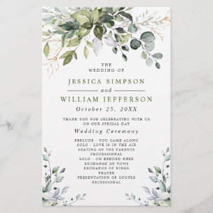 Elegant Eucalyptus Wedding Ceremony Program