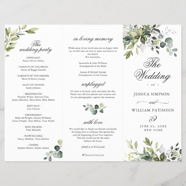 Elegant Eucalyptus Wedding Ceremony Program