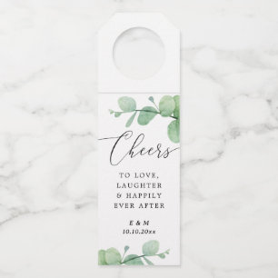 Elegant Eucalyptus Wedding   Cheers To Love Favor Bottle Hanger Tag