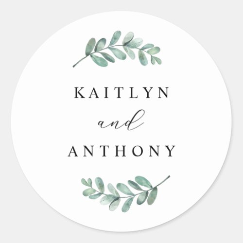 Elegant Eucalyptus Wedding Classic Round Sticker