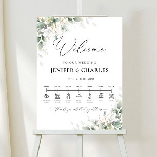 Elegant Eucalyptus Wedding Day Icons Timeline  Foam Board