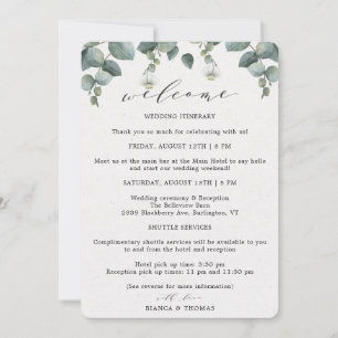 Elegant Eucalyptus Wedding Day Itinerary Announcement