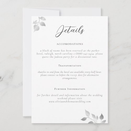Elegant Eucalyptus Wedding Details Enclosure Card