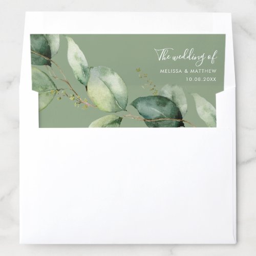 Elegant Eucalyptus Wedding Envelope Liner