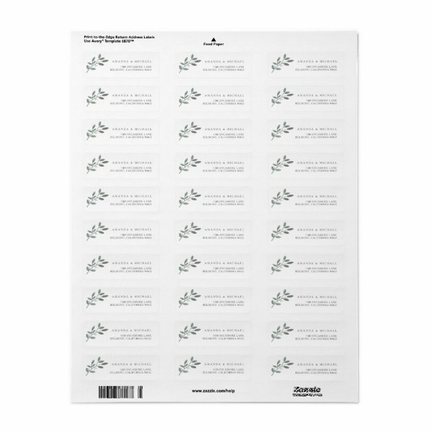 Elegant Eucalyptus Wedding Envelope Return Address Label