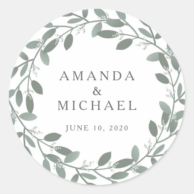 Elegant Eucalyptus Wedding Envelope Seal (Front)