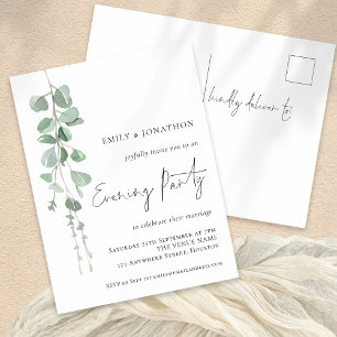 Elegant Eucalyptus Wedding Evening Party Invite